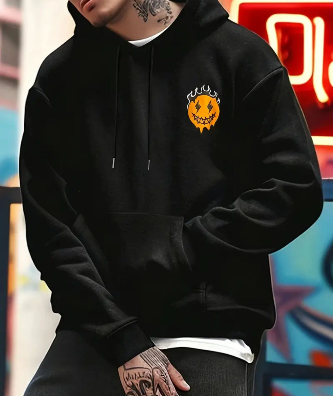 1pc Men'S Casual French Terry Hoodie