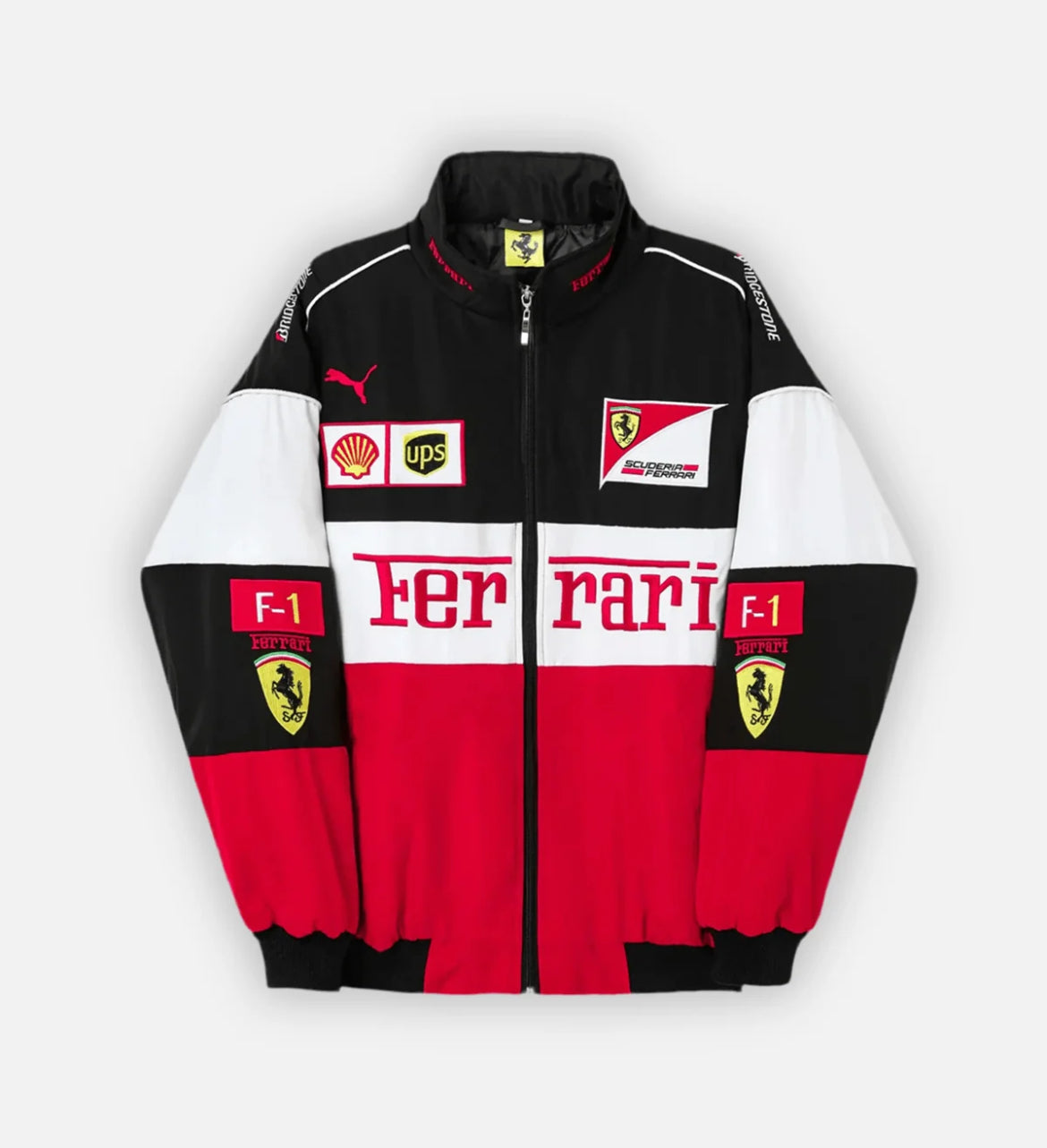 26A4 フェラーリ Ferrari F1 レーシングジャケット スタジャン F1 Men's Women's Winter Racing Jacket Thin Leather Zipper – AT PEACE