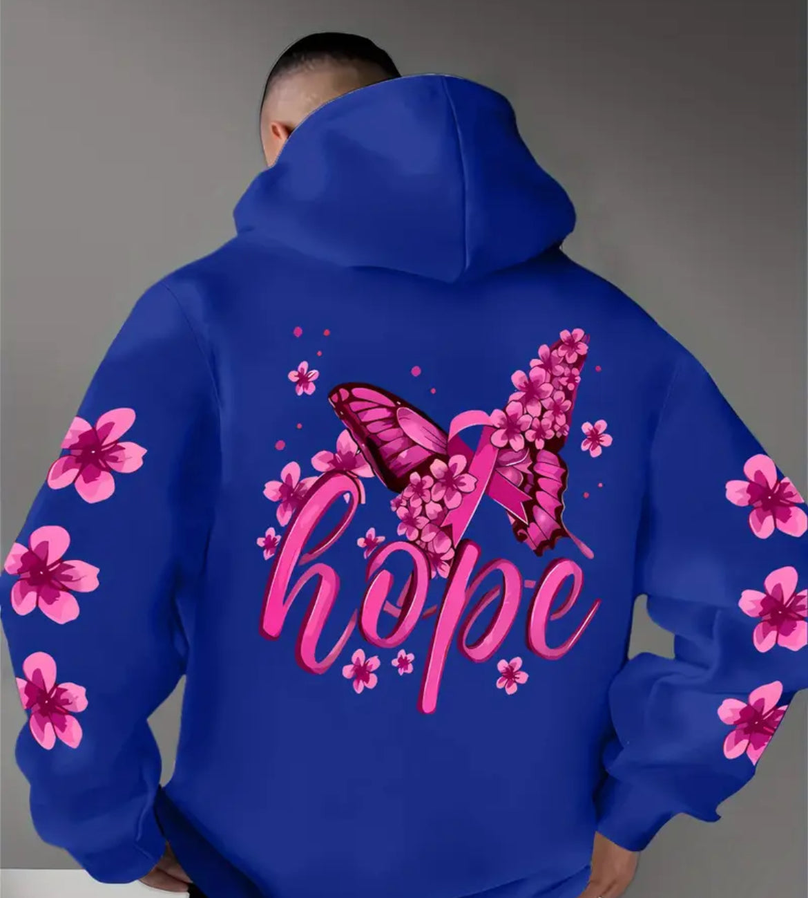 Hooded Sweatshirt, Floral & Butterfly Print (UNISEX)