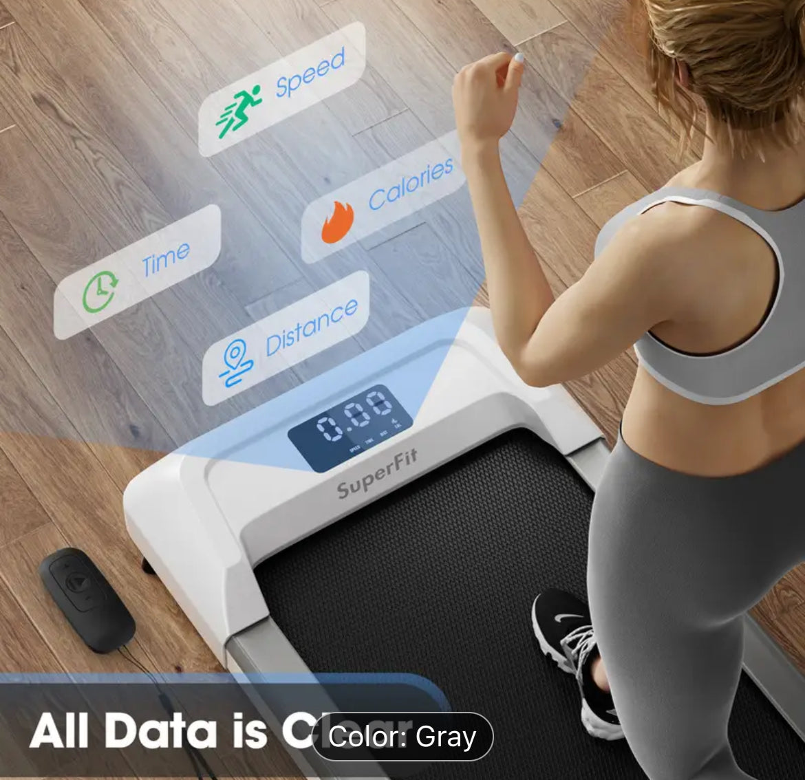 MAXMASS Walking Pad w/265 lbs Capacity Remote Control & LED Display Under Desk Treadmill.